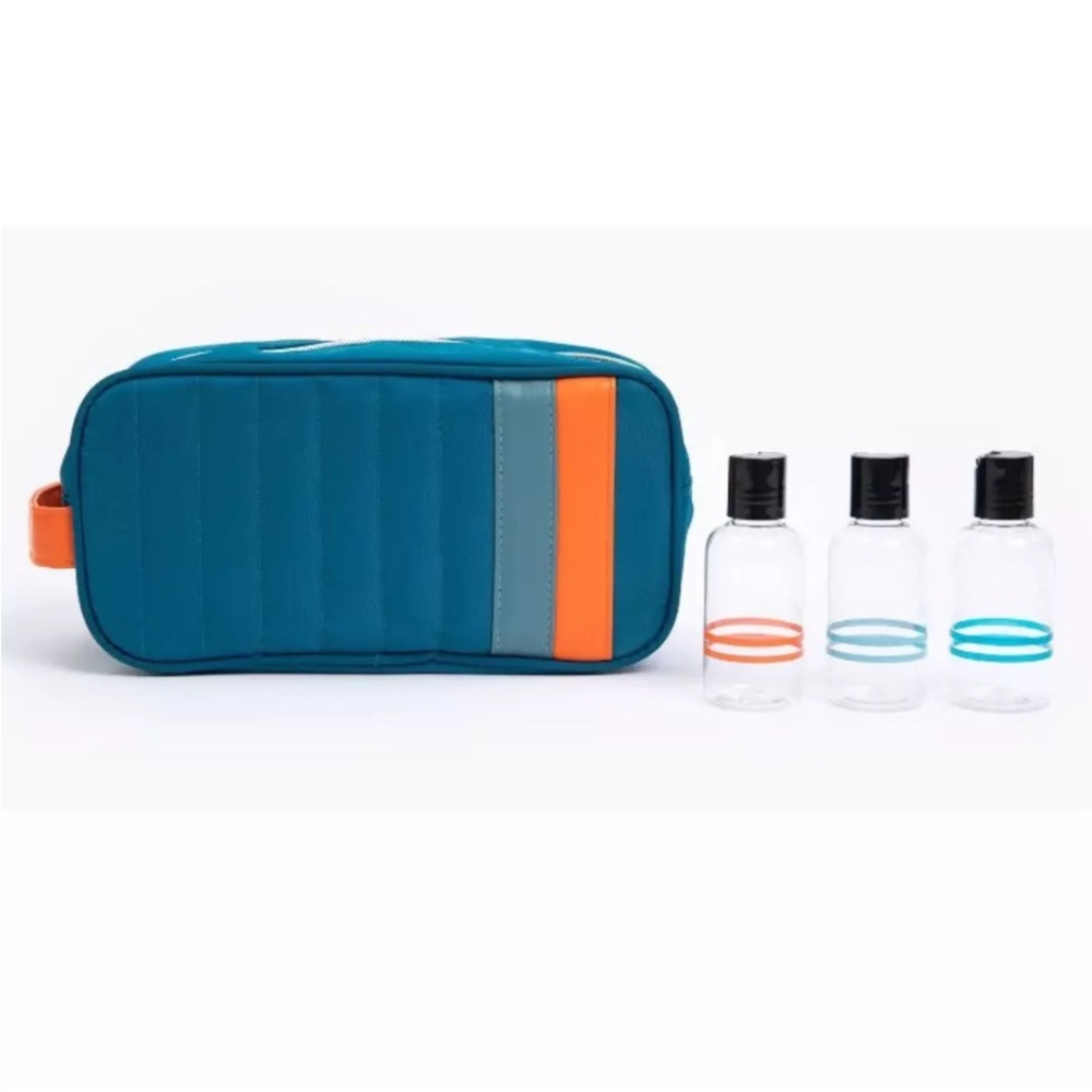 Teal Travel Toiletry Bag with Bottles